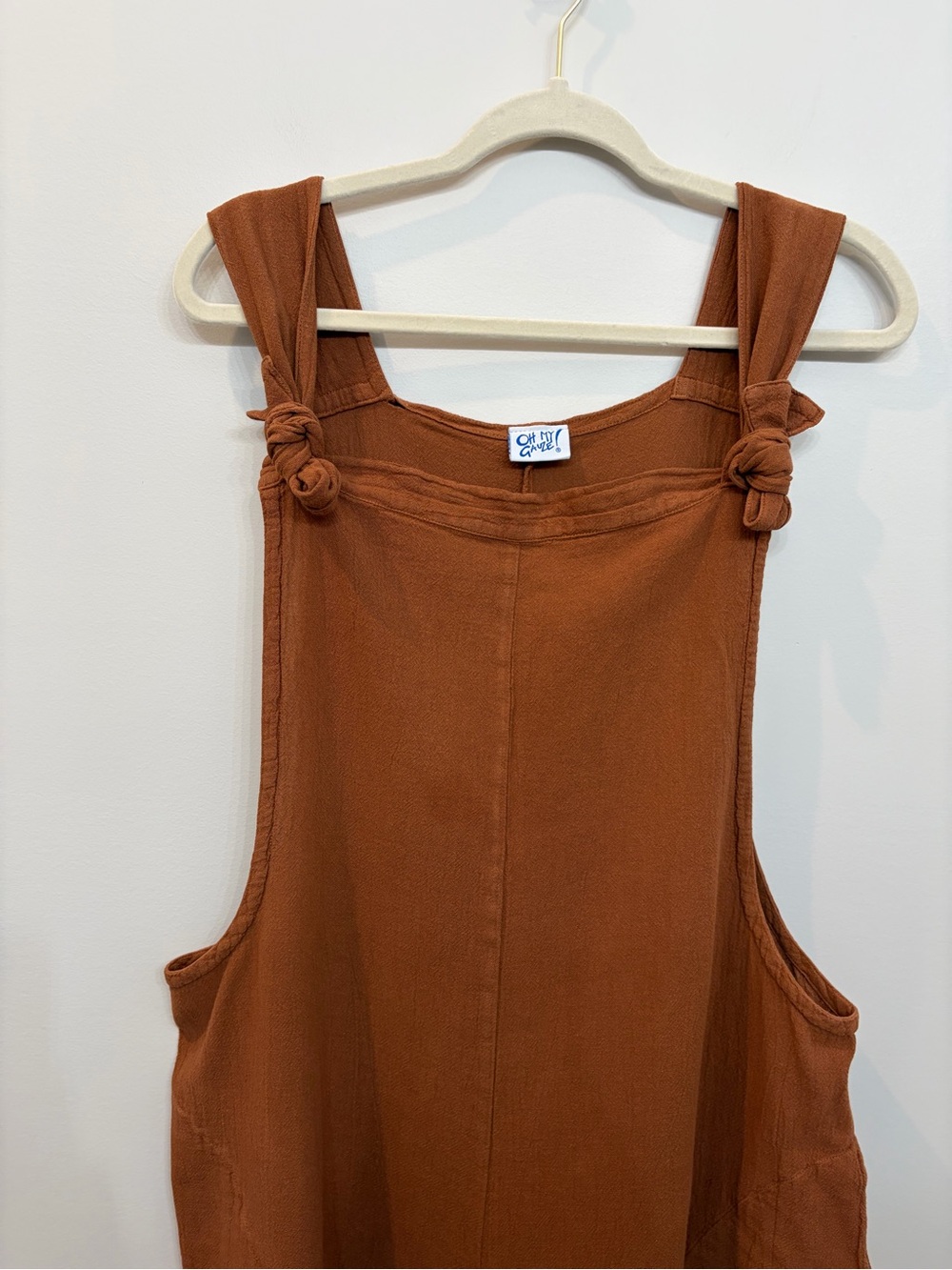 Oh My Gauze Sabina Jumpsuit Size 2 L/XL Cinnamon Brown 100% Cotton Wide Leg - Picture 3 of 9